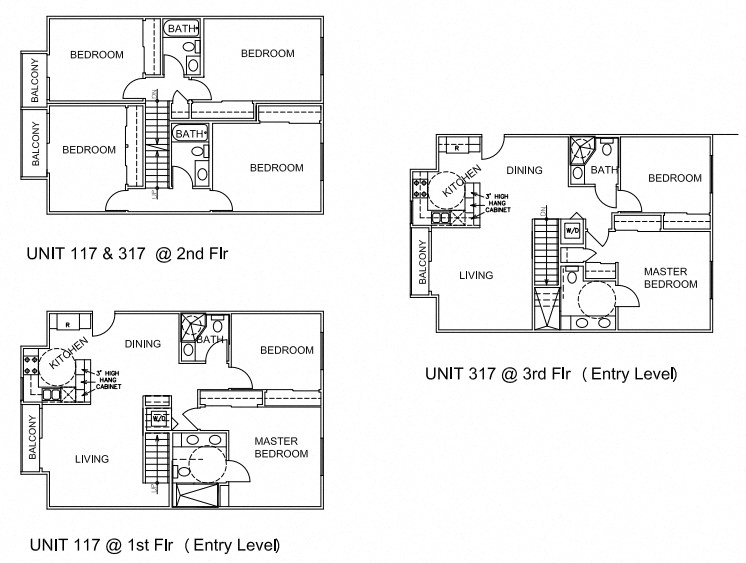 Floor plan for 4 beds, 3 baths, 1478 sqft